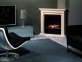 Cadiz corner schouw fossilstone XARALYN met een Faber Dimplex Albany OptiMyst haard 23